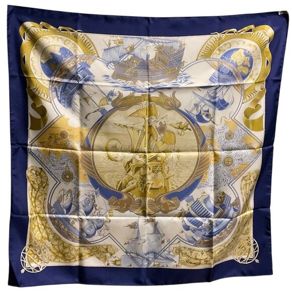 Hermes Carré 90 Au Dela Des Cinq Mers Scarf Boxed NWT - Picture 3 of 16